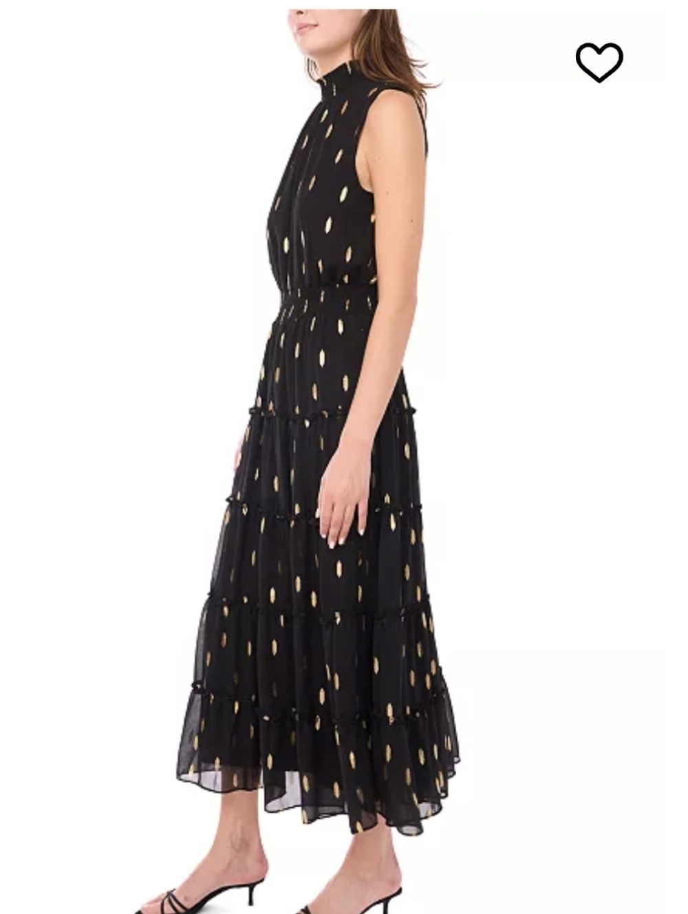MSK Dress Maxi Dress Sleeveless Navy Gold Dot Print S - Picture 6 of 10